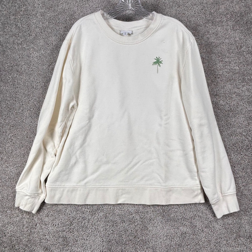 SDS for HD Unisex Cream Palm Tree Cactus Graphic Cotton Sweatshirt Large